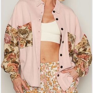 POLPink Floral Patchwork Button-Up Shirt